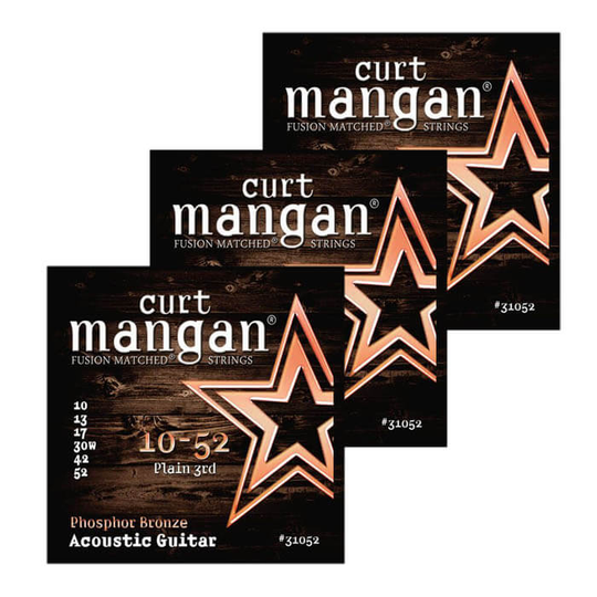 Curt Mangan 31052 Phosphor Bronze western-gitarr strängar 010-052, 3 Pack