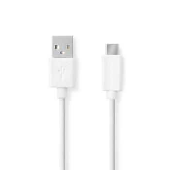 Nedis USB-kabel | USB 2.0 | USB-A Hane | USB-C- Hane | 60 W | 480 Mbps | Nickelplaterad | 1.00 m | Rund | PVC | Vit | Låda