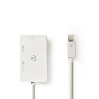 Nedis Mini Displayport-kabel | DisplayPort 1.2 | Mini DisplayPort Hane | DisplayPort Hona / DVI-D 24+1-Pin Hona / HDMI- ingång | 21.6 Gbps | Nickelplaterad | 0.20 m | Rund | PVC | Vit | Plastpåse