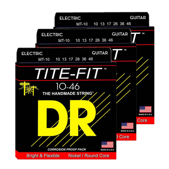 DR Strings MT-10 Tite-fit el-gitarrsträngar, 010-046, 3-pack