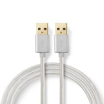 Nedis USB-kabel | USB 2.0 | USB-A Hane | USB-A Hane | 10 W | 480 Mbps | Guldplaterad | 2.00 m | Rund | Flätad / Nylon | Aluminium | Kartong med täckt fönster