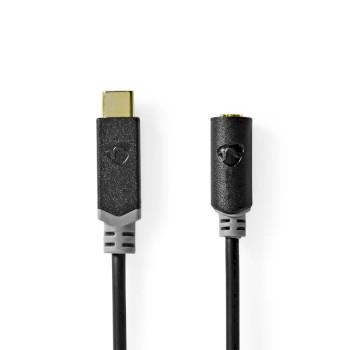Nedis USB-C- Adapter | USB 2.0 | USB-C- Hane | 3.5 mm Hona | 1.00 m | Rund | Guldplaterad | PVC | Svart | Låda