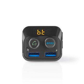 Nedis Bil FM-sändare | Fast | Trådlösa samtal | 1.0 " | LED Skärm | Bluetooth® | 5.0 V DC / 1.0 A / 5.0 V DC / 2.4 A | Bas boost | Svart
