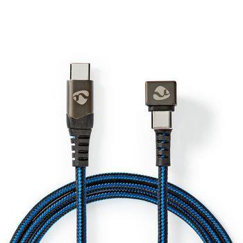 Nedis USB-kabel | USB 2.0 | USB-C- Hane | USB-C- Hane | 480 Mbps | Guldplaterad | 1.00 m | Rund | Flätad / Nylon | Blå / Svart | Kartong med täckt fönster