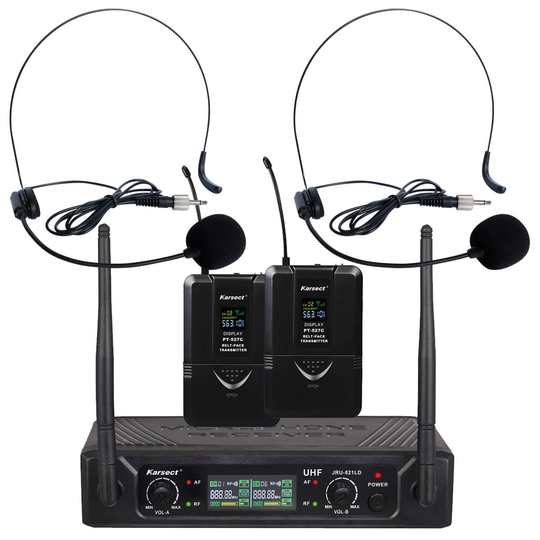 Karsect JRU-521LD/PT-527C/HT-11A trådlöst med 2 x headset-mikrofoner
