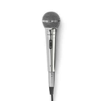 Nedis Trådad Mikrofon | Kardioid | Avtagbar kabel | 5.00 m | 80 Hz - 13 kHz | 600 Ohm | -72 dB | På / av-knapp | Metall | Silver