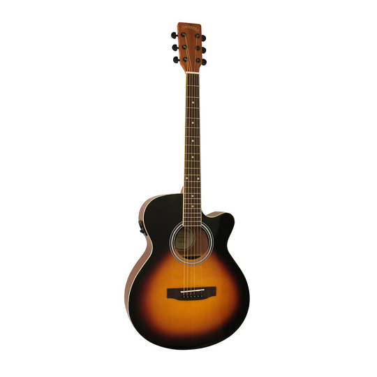 Santana ST-100EQCW HG SL SB v2 Mini Jumbo western-gitarr sunburst