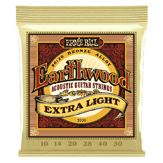 Ernie Ball Earthwood Brons Gitarrsträngar, akustiska Extra Light 010-050