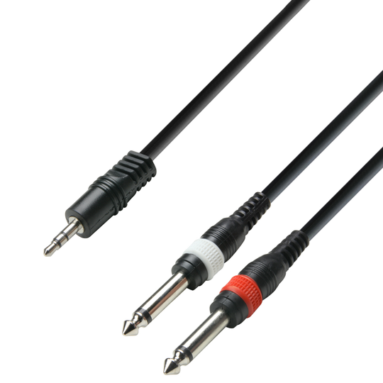 Adapterkabel 3,5 mm Jack Stereo till 2 x 6,3 mm Jack mono 6 meter