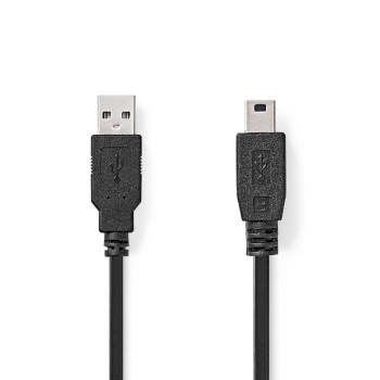 Nedis USB-kabel | USB 2.0 | USB-A Hane | USB Mini-B 5 pin Hane | 480 Mbps | Nickelplaterad | 3.00 m | Rund | PVC | Svart | Plastpåse