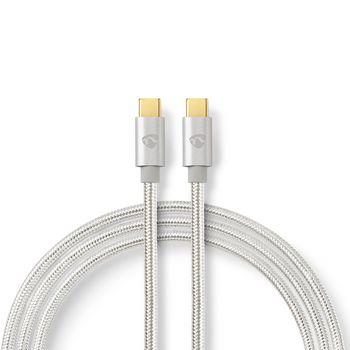 Nedis USB-kabel | USB 2.0 | USB-C- Hane | USB-C- Hane | 10 W | 480 Mbps | Guldplaterad | 2.00 m | Rund | Flätad / Nylon | Aluminium | Kartong med täckt fönster