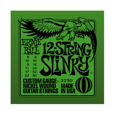 Ernie Ball 2230 Slinky el-gitarr-strängar, 12-strängat, 008-040