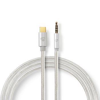 Nedis USB-C- Adapter | USB 2.0 | USB-C- Hane | 3.5 mm Hane | 1.00 m | Rund | Guldplaterad | Flätad / Nylon | Aluminium | Kartong med täckt fönster