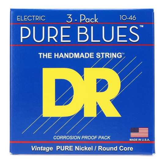 DR Strings PHR-10-3PK Pure blues el-gitarrsträngar, 010-046 (3 pack)