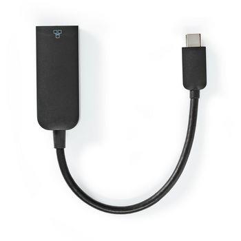 Nedis USB-nätverkskort | USB 3.2 Gen 1 | 1000 Mbps | USB-C- Hane | RJ45 Hona | 0.20 m | Rund | Nickelplaterad | Förtent Koppar | Svart | Kuvert