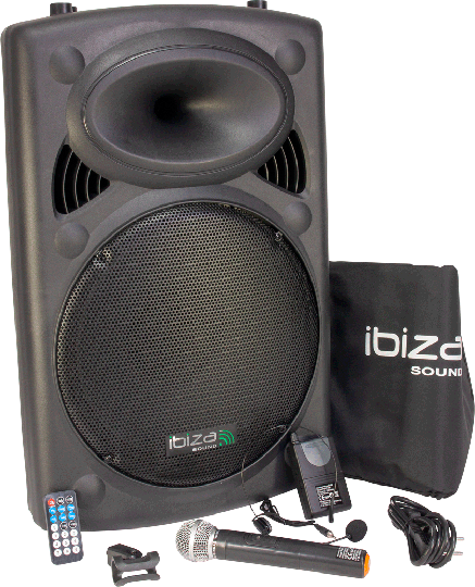 Ibiza bärbar högtalare med 15" bas (svart, 800 watt)