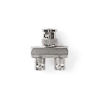 Nedis BNC Adapter | BNC Hane | 2x BNC Hona | Nickelplaterad | 50 Ohm | Splitter | Metall | Silver | 10 st. | Plastpåse