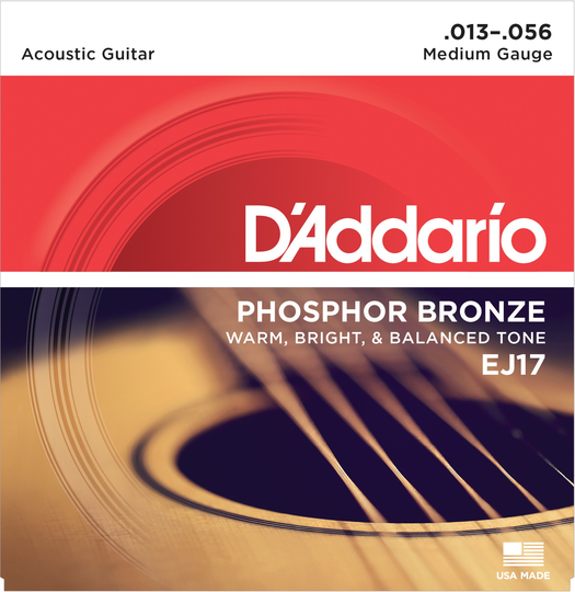 Daddario EJ17 fosforbrons gitarrsträngar (medium 13-56)