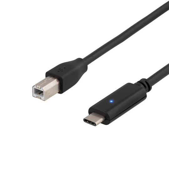 USB-kabel USB 2.0 Typ C hane -> Typ B hane, 2m, svart