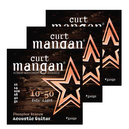 Curt Mangan 31050 Phosphor Bronze western-gitarrsträngar 010-050, 3-pack