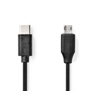 Nedis USB-kabel | USB 2.0 | USB-C- Hane | USB Micro-B Hane | 60 W | 480 Mbps | Nickelplaterad | 1.00 m | Rund | PVC | Svart | Kuvert