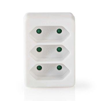 Nedis Eluttag Splitter | Typ F (CEE 7/7) | 250 V AC 50 Hz | Strömkabel sida B: Fransk / Type C (CEE 7/16) | 250 V AC 50/60 Hz | 2.5 A | 1700 W | Vit