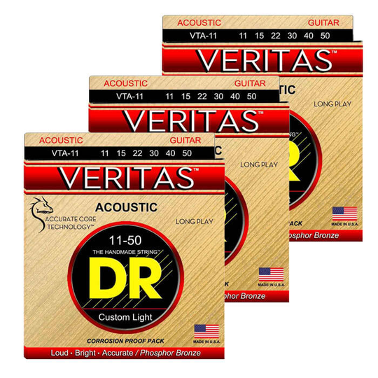 DR Strings VTA-11 Veritas western-gitarrsträngar, 011-050, 3 Pack