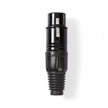 Nedis XLR-kontakt | Rak | Hona | Nickelplaterad | Lödning | Kabel input diameter: 5.0 mm | Metall | Svart | 1 st. | Plastpåse