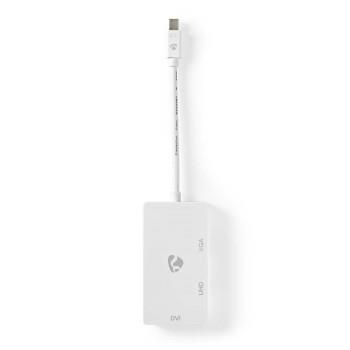 Nedis Displayport-adapter | Mini DisplayPort Hane | DVI-D 24+1-Pin Hona / HDMI- Hona / VGA hona 15p | 4K@60Hz | Nickelplaterad | Omkopplingsbar | 0.20 m | ABS | ABS | Vit | Plastpåse