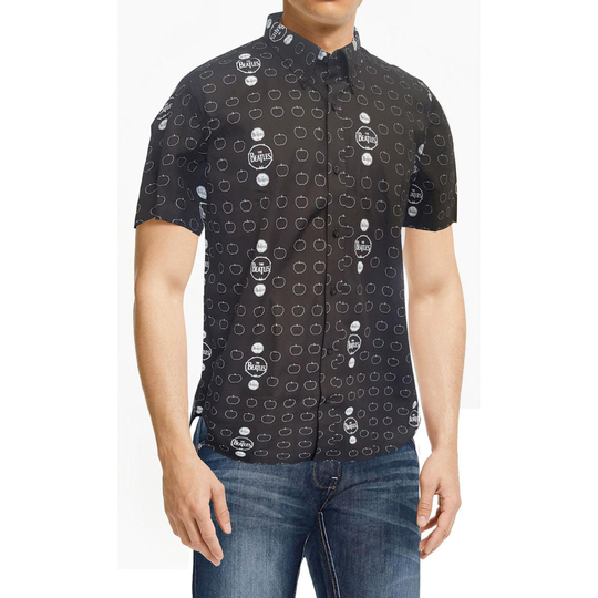 The Beatles: Unisex Casual Shirt/Drum and Apples (All Over Print) (Small)