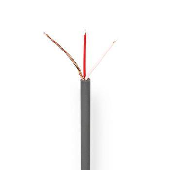 Nedis mikrofonkabel | 2x 0.12 mm² | Koppar | 100.0 m | Rund | PVC | Mörkgrå | Rulle