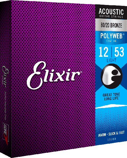 Elixir Polyweb Bronze 80/20 gitarrsträngar (Light 12-53)