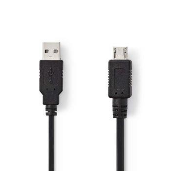 Nedis USB-kabel | USB 2.0 | USB-A Hane | USB Micro-A | 480 Mbps | Nickelplaterad | 2.00 m | Rund | PVC | Svart | Plastpåse