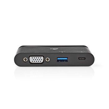 Nedis USB Multi-Port Adapter | USB 3.1 | USB-C- Hona | USB-A Hona / USB-C- Hona / VGA hona 15p | Nickelplaterad | Svart | Window Box med Euro Lock