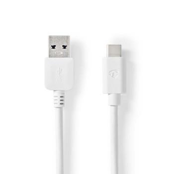Nedis USB-kabel | USB 3.2 Gen 2 | USB-A Hane | USB-C- Hane | 60 W | 10 Gbps | Nickelplaterad | 1.00 m | Rund | PVC | Vit | Låda