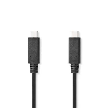 Nedis USB-kabel | USB 3.2 Gen 2 | USB-C- Hane | USB-C- Hane | 100 W | 8K@30Hz | 10 Gbps | Nickelplaterad | 1.00 m | Rund | PVC | Svart | Kuvert