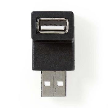 Nedis USB-A Adapter | USB 2.0 | USB-A Hane | USB-A Hona | 480 Mbps | Nickelplaterad | PVC | Svart | Kuvert