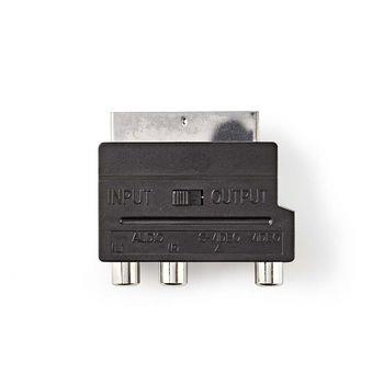 Nedis SCART-adapter | SCART Hane | S-Video Female / 3x RCA Hona | Nickelplaterad | Omkopplingsbar | ABS | Svart | 1 st. | Plastpåse