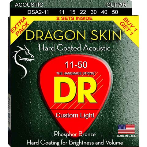 DR Strings DSA-2/11 Dragon skin western-gitarrsträngar, 011-050 (2-set)