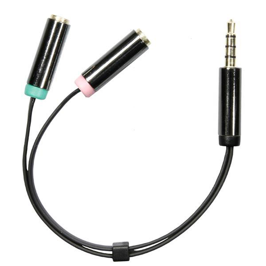 Adapter PC-headset 1 x 3,5mm ha -> 2 x 3,5m