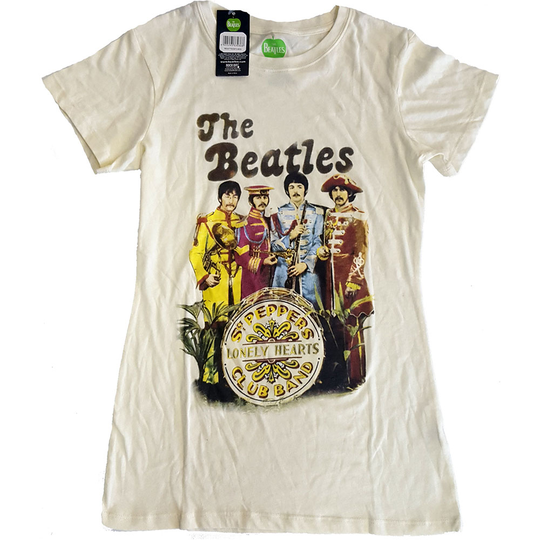 The Beatles: Ladies T-Shirt/Sgt Pepper Band & Drum (Medium)