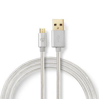 Nedis USB-kabel | USB 2.0 | USB-A Hane | USB Micro-B Hane | 15 W | 480 Mbps | Guldplaterad | 2.00 m | Rund | Flätad / Nylon | Aluminium | Kartong med täckt fönster