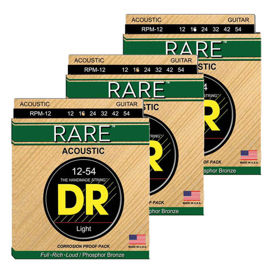 DR Strings RPM-12 Rare western-gitarr-strängar, 012-054, 3 Pack