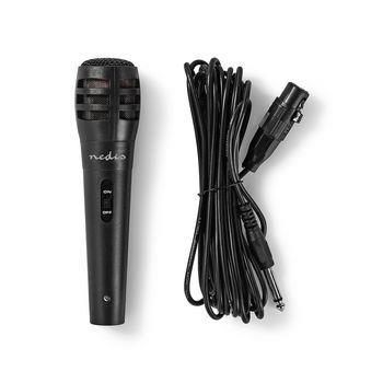 Nedis Trådad Mikrofon | Kardioid | Avtagbar kabel | 5.00 m | 80 Hz - 12 kHz | 600 Ohm | -75 dB | På / av-knapp | ABS / Aluminium | Svart
