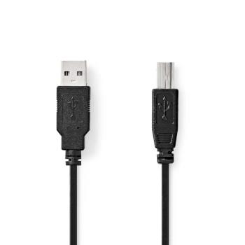 Nedis USB-kabel | USB 2.0 | USB-A Hane | USB-B Hane | 10 W | 480 Mbps | Nickelplaterad | 3.00 m | Rund | PVC | Svart | Plastpåse