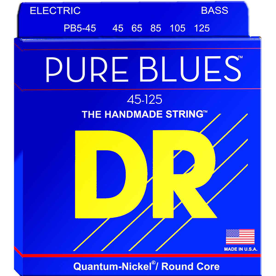 DR Strings PB5-45 Pure blues 5-strängad bassträngar, 045-125