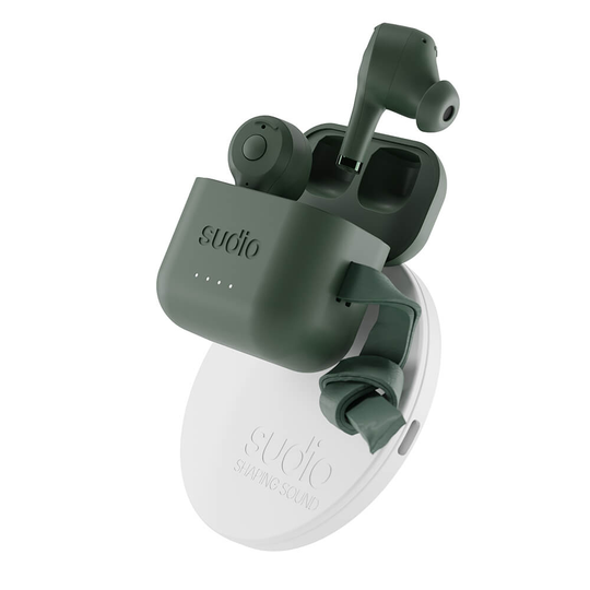 SUDIO Hörlur ETT + QI Laddare TWS In-Ear Grön