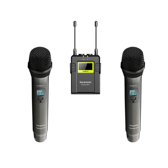 Saramonic UwMic10 RX10+HU10+HU10 trådlöst system 2 x handhållen mikrofon