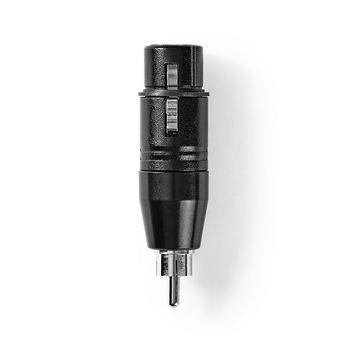 Nedis XLR Adapter | XLR 3-stifts hona | RCA Hane | Nickelplaterad | Rak | Metall | Svart | 1 st. | Plastpåse