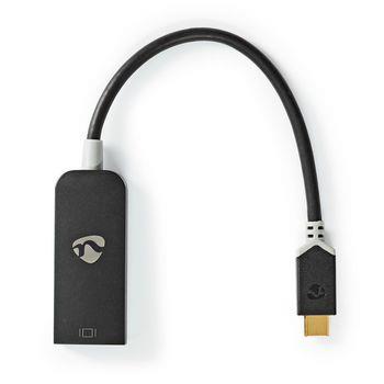 Nedis USB-C- Adapter | USB 3.2 Gen 1 | USB-C- Hane | DisplayPort Hona | 0.20 m | Rund | Guldplaterad | PVC | Antracit | Kartong med fönster